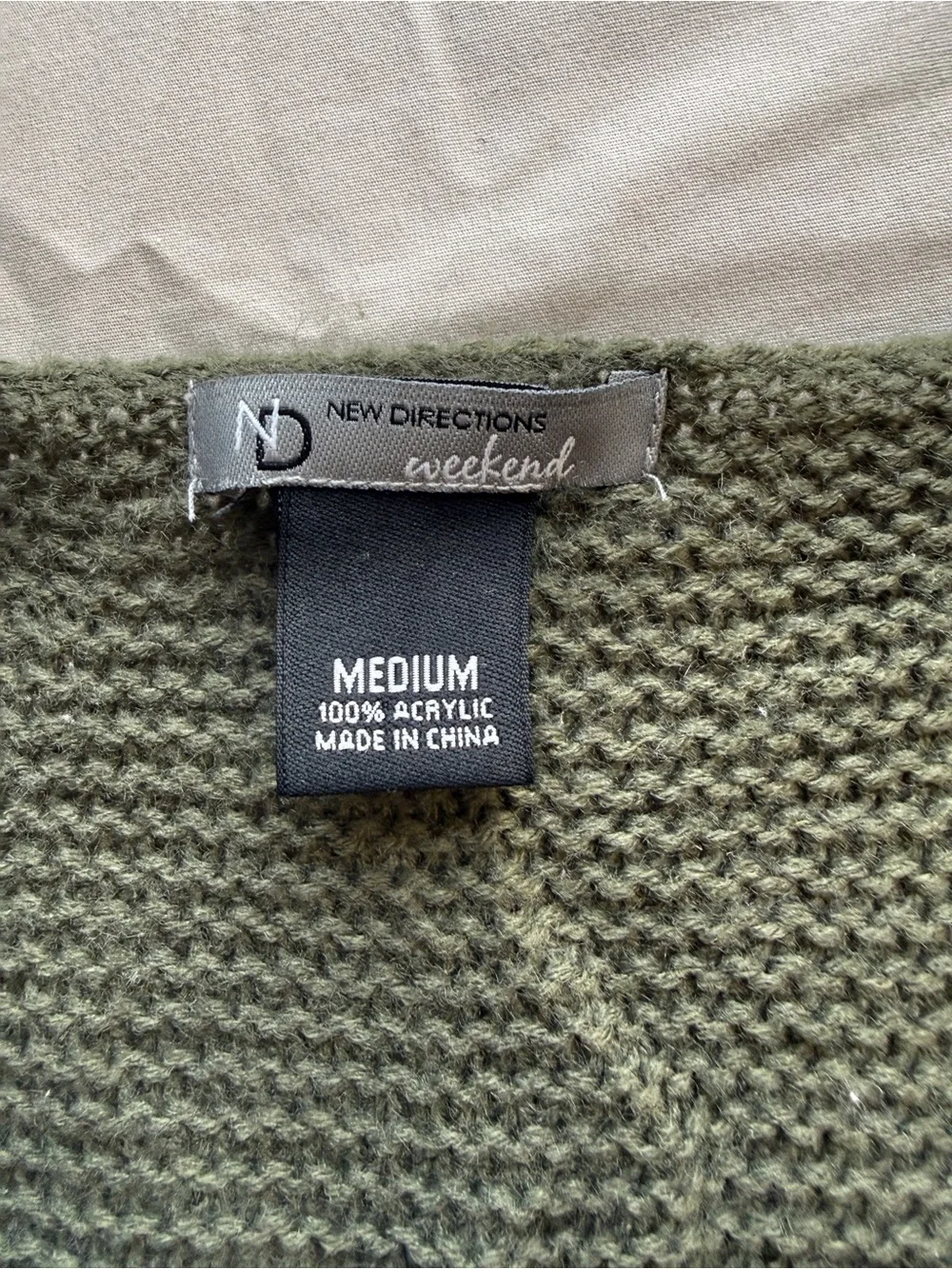 new directions Olive Green V-Neck Sweater with Shoulder Studs